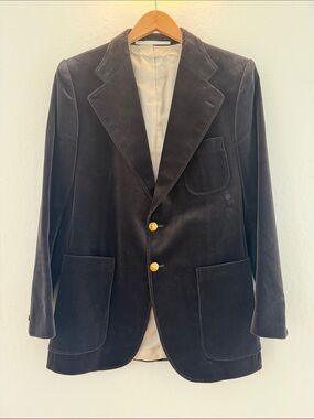 Jean Paul Germain Custom Men's Chocolate Velvet Blazer with Gold Buttons